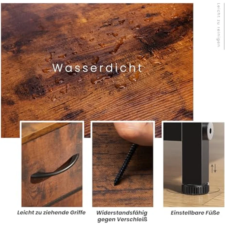 Sweetcrispy Kommode,Sideboard Wohnzimmer für Schlafzimmer mit 8 Stoffschubladen,Einstellbare Füße Schubladenschrank,Schwarzbraun – Bild 6