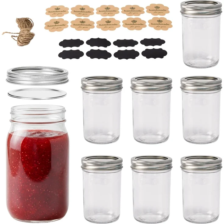 relaxdays Einmachglas Einmachgläser mit Deckel 8er Set, Glas, 250 ml – Bild 1