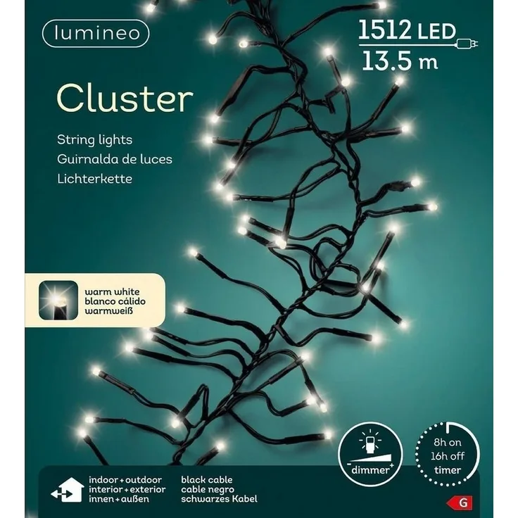 Kaemingk LED-Lichterkette Kaemingk Lichterkette Cluster LED warmweiß außen schwarz, 1510-flammig