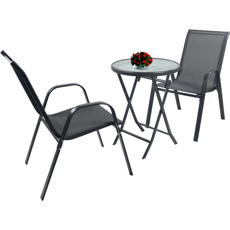 VCM Gartenmöbel-Set Sonlas 920590 Anthrazit H. 89 x B. 55 x T. 55 cm