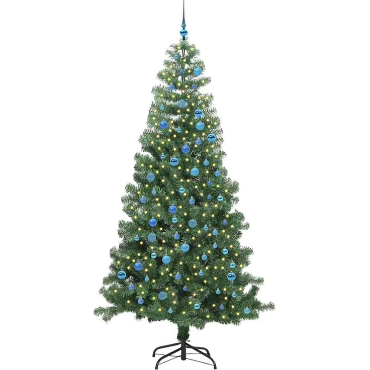 vidaXL Weihnachtsbaum mit LED-Beleuchtung Grün 240 cm PVC und Stahl 3396405 – Bild 3