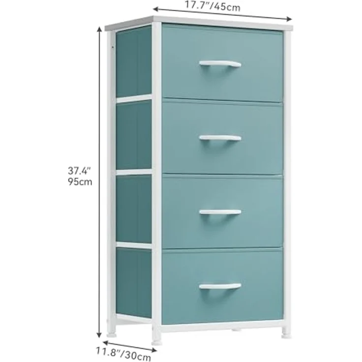 YITAHOME Kommode,Kommode mit 4 Schubladen,Schrank,Stoffschubladen mit Griffen,Metallgestell,Dauerhaft,Grün – Bild 3