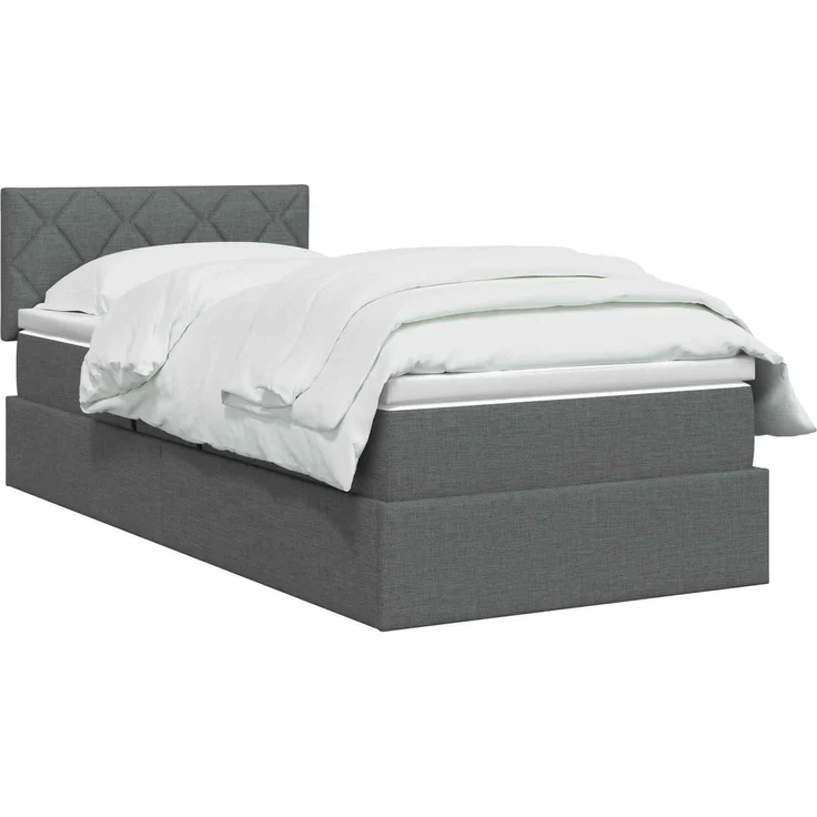 vidaXL LED-Speicherbett mit Matratze Dunkelgrau 90 x 190 cm Stoff 3459094 – Bild 3