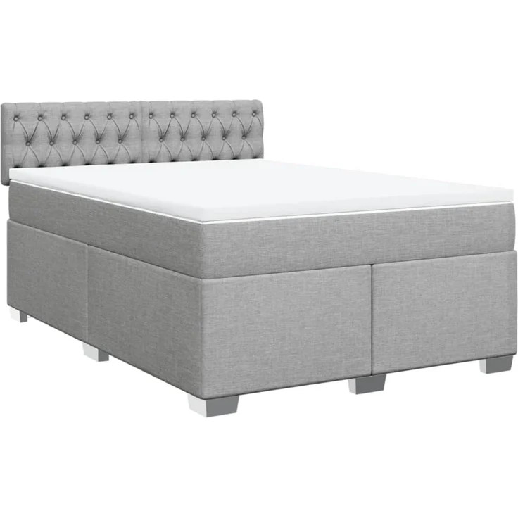 vidaXL Boxspringbett mit Matratze Hellgrau 140x190 cm Stoff 3285890 – Bild 2