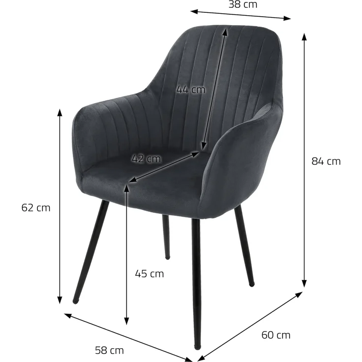 ML-DESIGN Stuhl Esszimmerstuhl mit Rücken- und Armlehnen Samt/Kunstleder Bezug (6 St), Ergonomische Stuhl Grau Küchenstuhl Wohzimmerstuhl Polsterstuhl – Bild 6