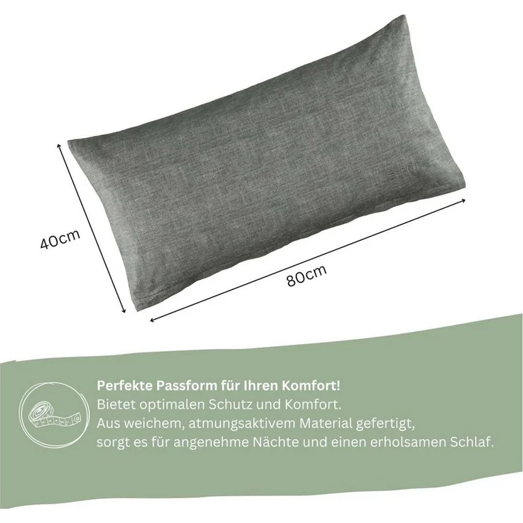 Esprit Bettwäsche HARP Renforcé Kissenbezüge und Bettwäsche, Baumwolle, 2 teilig, 40 x 80 cm 2er Pack in Anthrazit – Bild 3