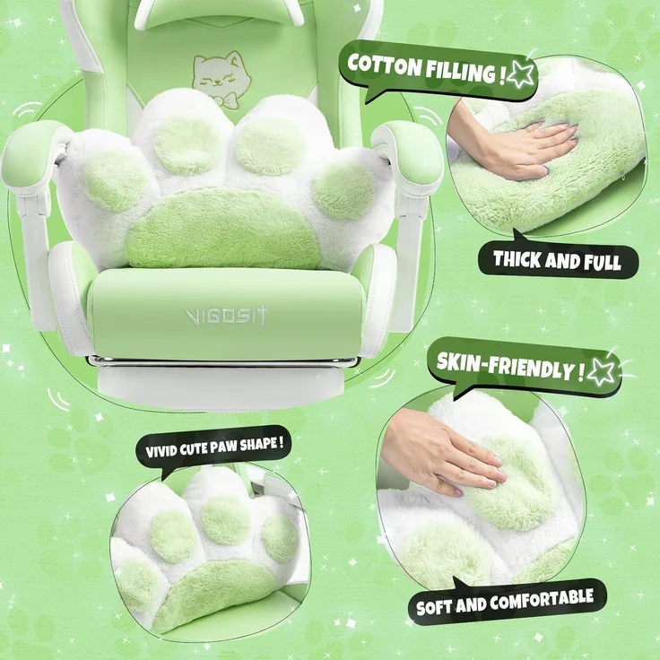 Cute Gaming Stuhl mit Katzenpfoten-Lendenkissen und – Bild 4