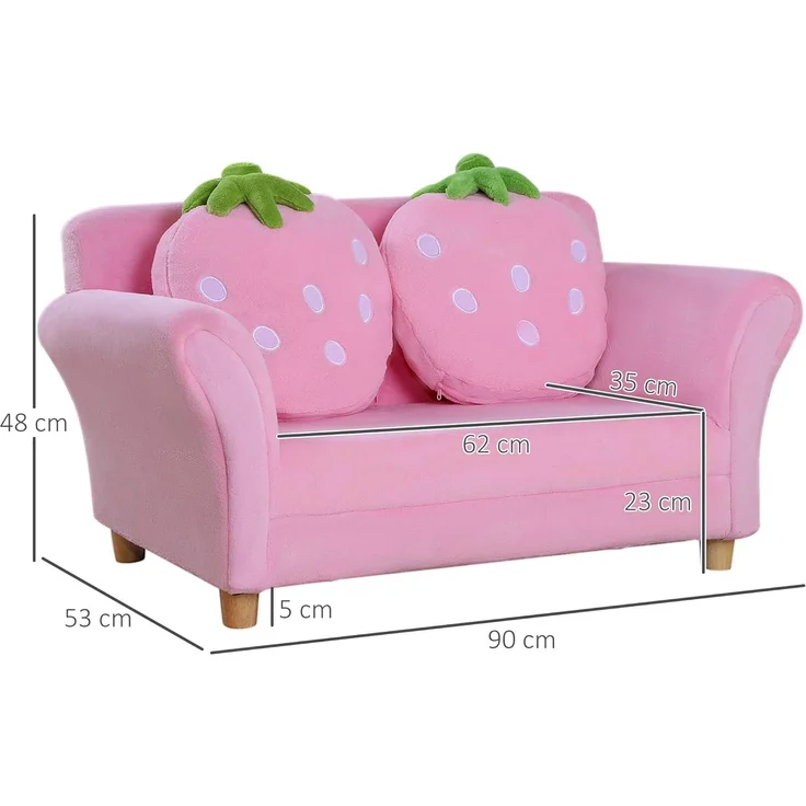 HOMCOM Sofa Kinder Erdbeersofa – Bild 3