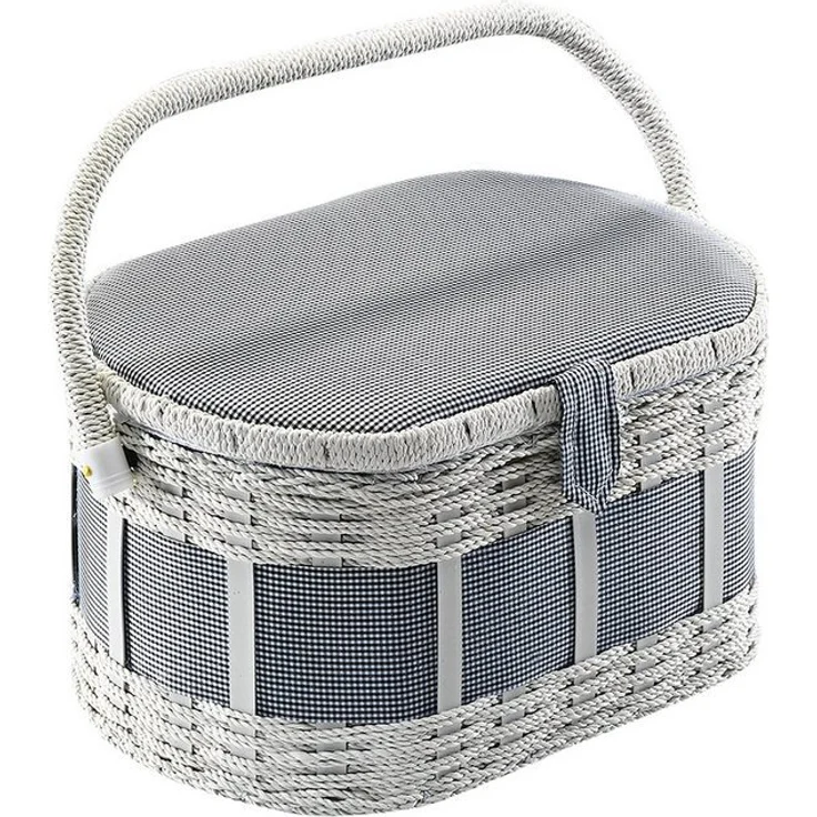 Kobolo Nähkorb Nähkästchen oval blau-weiß – Bild 4