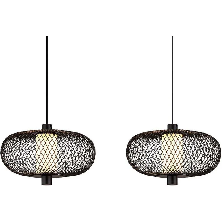 LED Pendelleuchte, schwarz, Metallgeflecht, H 150 cm – Bild 8