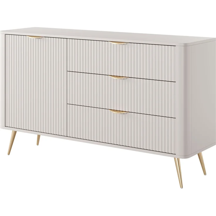 AX LIVING Modern Schubladen Sideboard Vespasia 138 T3S – 138,2cm Beige – Bild 3