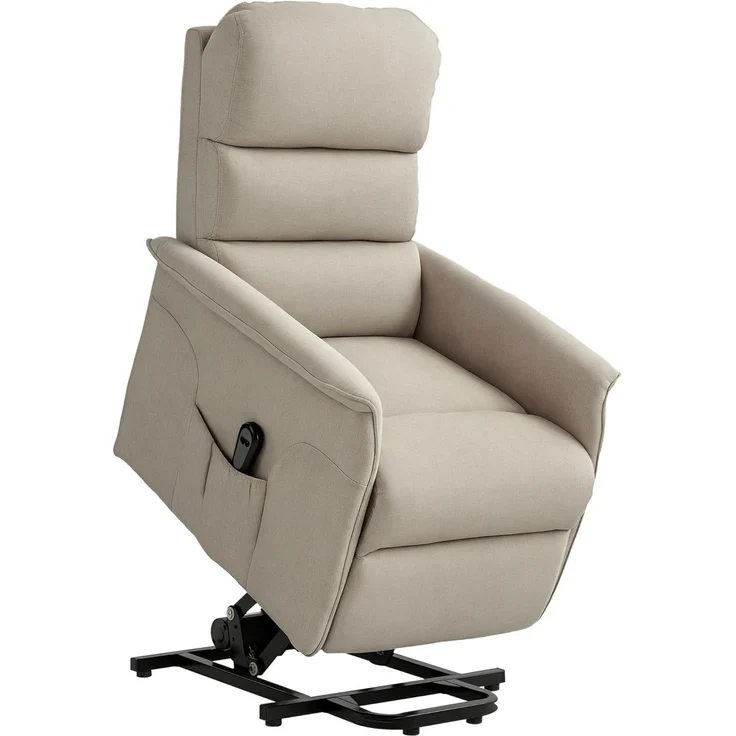 HOMCOM Relaxsessel Sessel mit Aufstehhilfe und Fußstütze (TV-Sessel, 1-St, Fernsehsessel), für Wohnzimmer, Beige – Bild 1