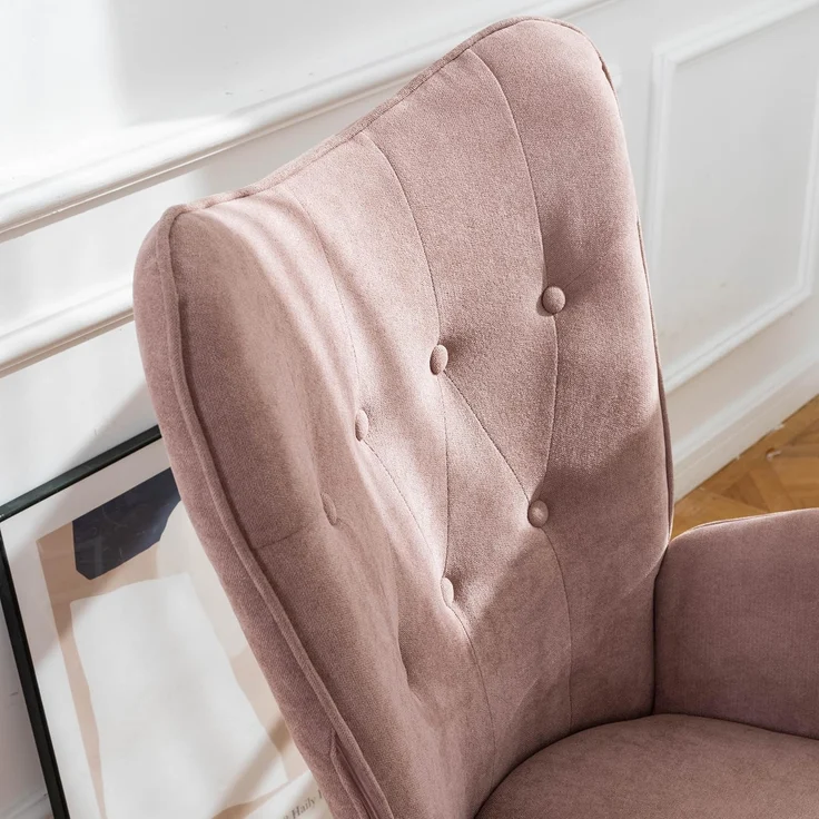MEUBLE COSY Sessel Wohnzimmer Relaxsessel Lesesessel Lehnstühle Polstersessel Einzelsofa mit Holzbein Ohrensessel für Schlafzimmer Büro Vanity, Stoff, Rosa – Bild 7