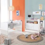 roba Kinderzimmerset 'Julia' 2-teilig - Bett 70 x 140 - Wickelkommode breit - Weiß / Gekalte Eiche