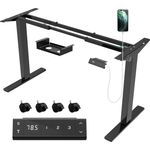 JUMMICO Höhenverstellbarer Schreibtisch Gestell mit USB-Buchse und Touchscreen-Tastatur, Elektrisch Stufenlos Höhenverstellbar Ttischgestell mit Rollen,Steh Schreibtisch Stehpult（Schwarz）