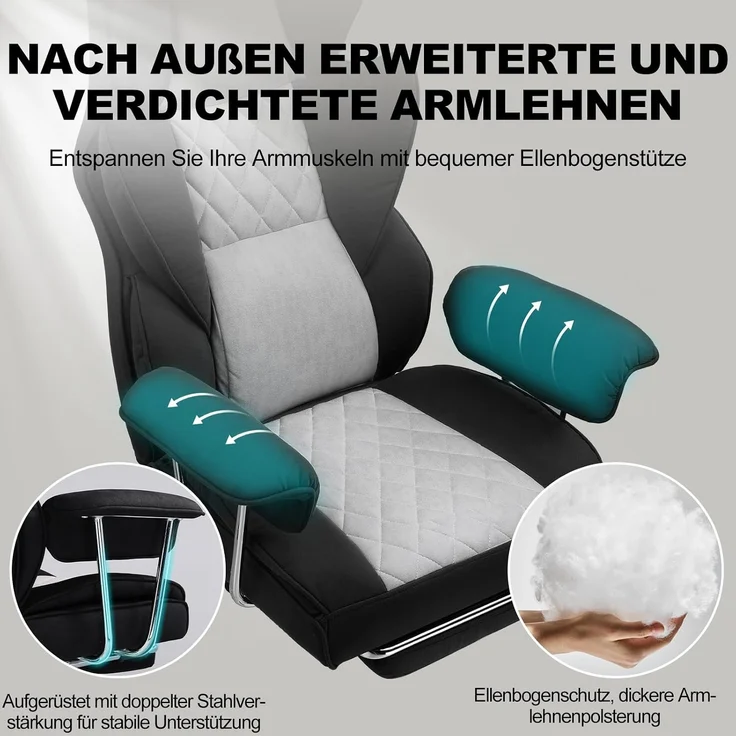GTPLAYER Gaming-Stuhl Bürostuhl Gamer Stuhl gaming stuhl Schreibtischstuhl Chefsessel, mit Taschenfeder-Lendenwirbelstütze, breiter Büro-Computersessel – Bild 5