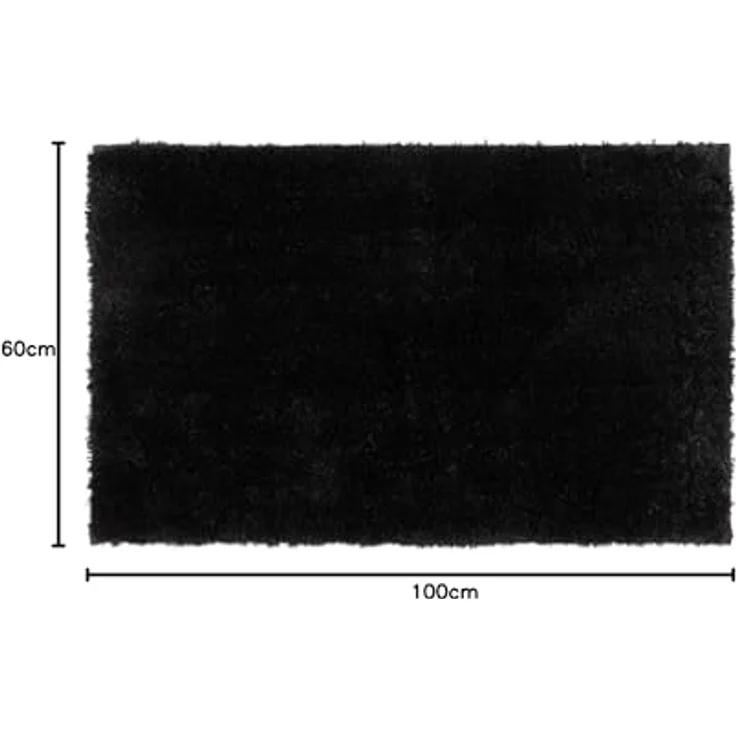 Floordirekt Badematte Sky, Hochflor Badezimmerteppich, Rutschhemmend & Schnell trocknend, geeignet für Fußbodenheizung, eckig & rund (60 x 100 cm, Schwarz) – Bild 2