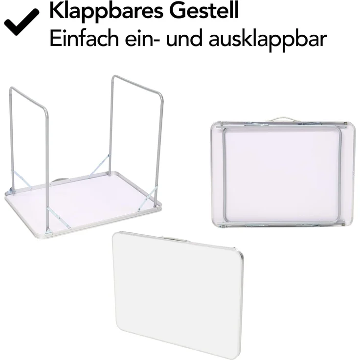 Brixy Campingtisch - klappbar - Gartentisch - 80x60x70 cm - Außen/Innen - Tragegriff - Kompakt - Aluminium - Weiß – Bild 7