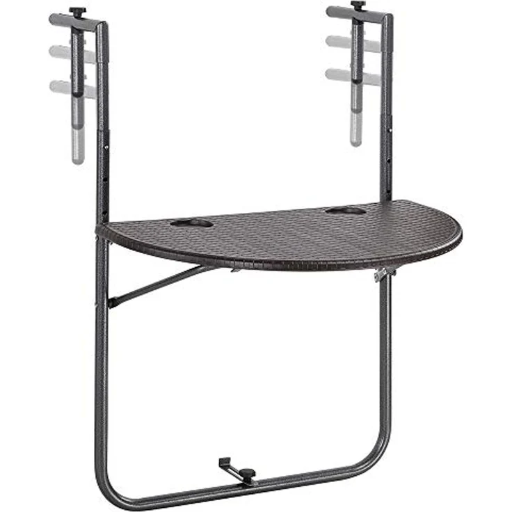 BAKAJI Tisch für den Außenbereich, Balkon, zusammenklappbar, Metall und Polyrattan, Braun, Standard – Bild 5