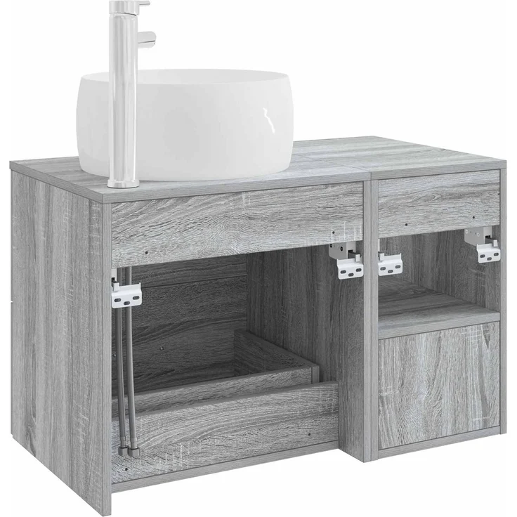 vidaXL Wandmontiertes Badezimmermöbel-Set 2 stk. Grau Sonoma 3403925 – Bild 6