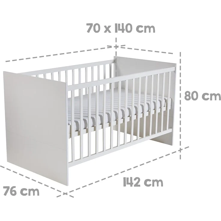 roba Zimmerset 'Maren' - 3-teilig - Gitterbett 70 x 140 cm - Wickelkommode schmal - Weiß – Bild 13
