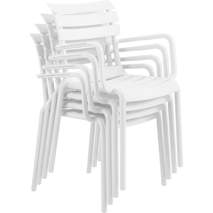 Gartenmöbel-Set NORA mit 4 Stühlen - 186x186x82cm, Kunststoff, Weiß | Balkonset Gartenset Tisch mit Stühlen Bistroset Outdoor – Bild 6