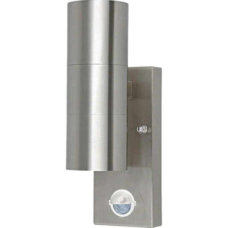 Außenwandleuchte, Bewegungsmelder, Edelstahl silber, Up Down, H 22 cm – Bild 1