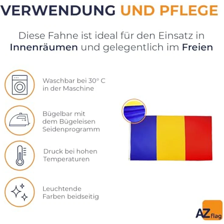 AZ FLAG - Flagge Rumänien - 250x150 cm - Rumänische Große Fahne 100% Polyester mit Messing-Ösen - 300g – Bild 5
