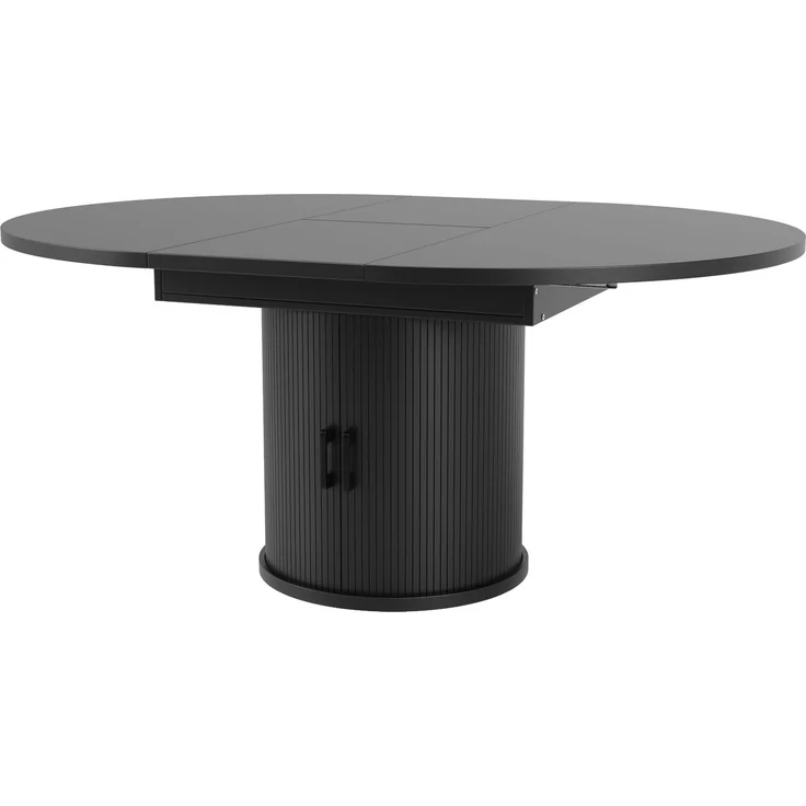 Merax Esstisch ausziehbar, Esszimmertisch, Küchentisch, balkontisch, ausziehbare Tischplatte Runder Esstisch, ausziehbar zu oval, 118-158 cm, Platz für bis zu 6 Personen, Schwarz – Bild 9