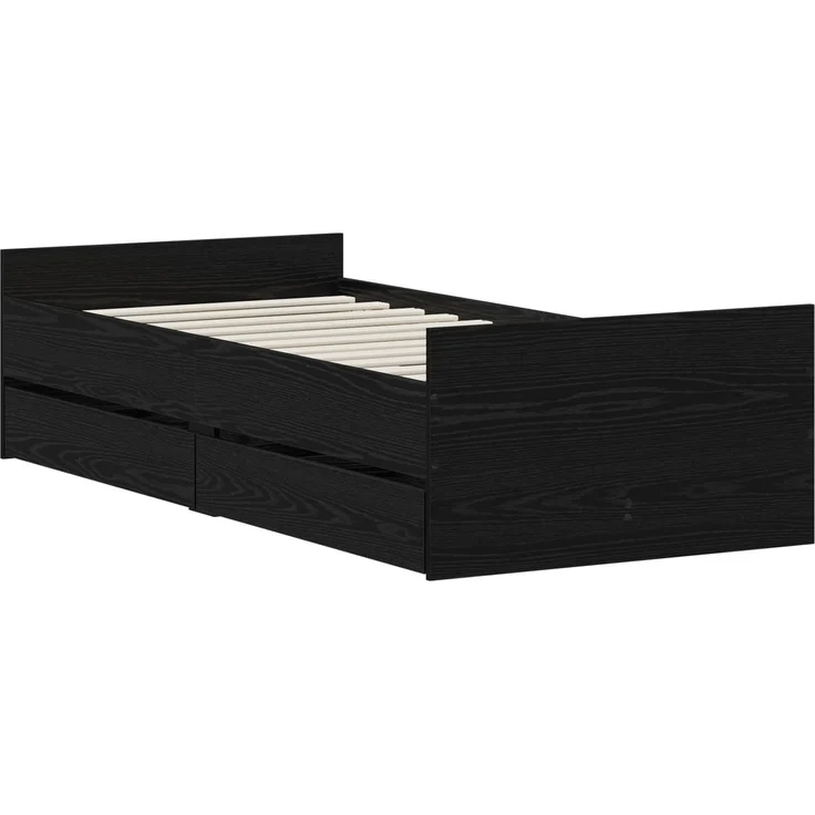vidaXL Bettrahmen Schwarze Eiche 100 x 200 cm Holzwerkstoff 3446582 – Bild 3