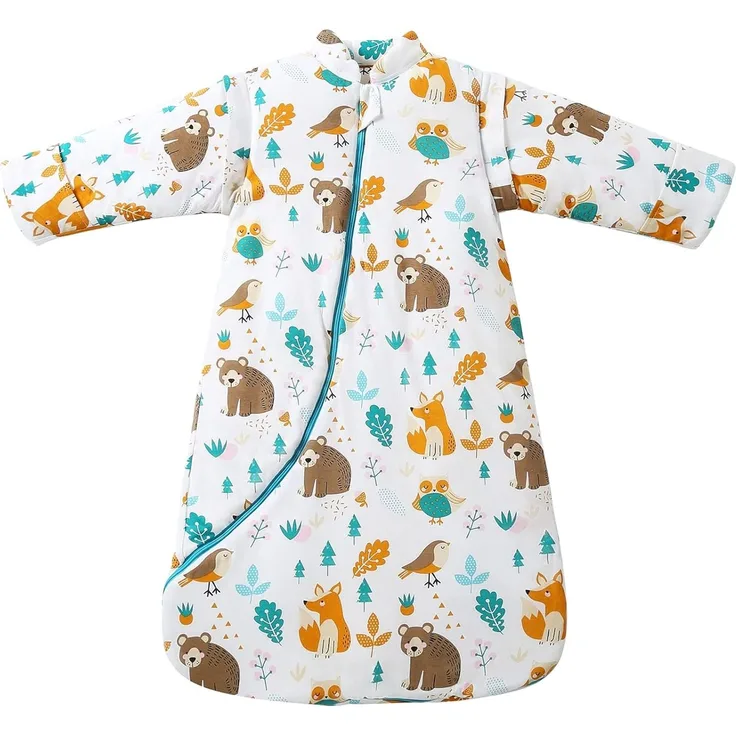 MIKAFEN Baby Winter Schlafsack Kinder Schlafsack 3.5 Tog Schlafsaecke aus Bio Baumwolle Verschiedene Groessen von Geburt bis 4 Jahre alt (L:Höhe 90cm-105cm/24-48Monate, Tierwelt)