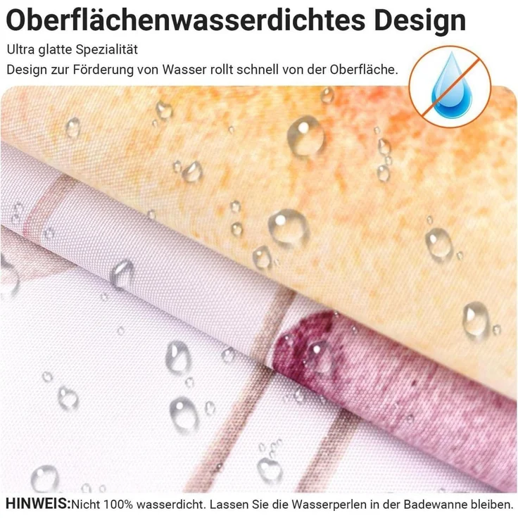 Duschvorhang Blumen Antischimmel, Wasserabweisend, 180x160cm – Bild 2