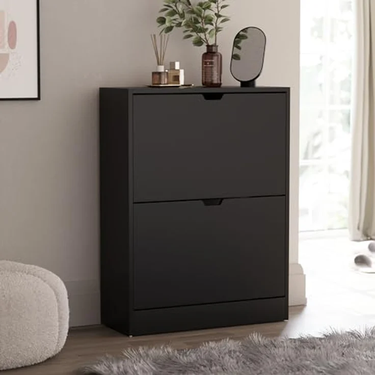Vida Designs Schuhschrank, Schwarz, 80H x 60W x 24D – Bild 2