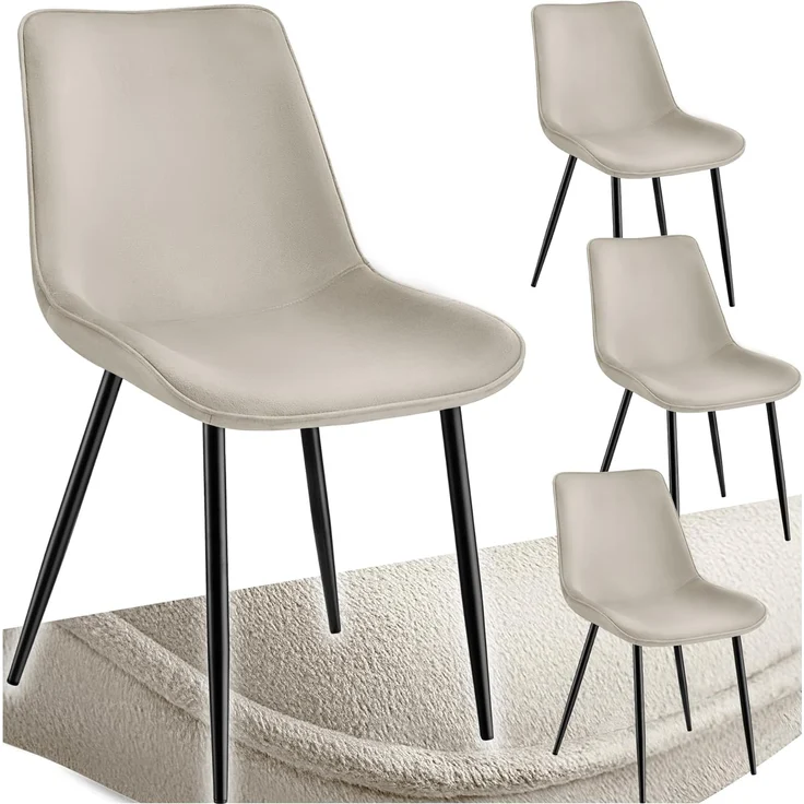 tectake Esszimmerstuhl Set Stuhl (4er Set, 4 St), gepolstert, in Samtoptik – Bild 1