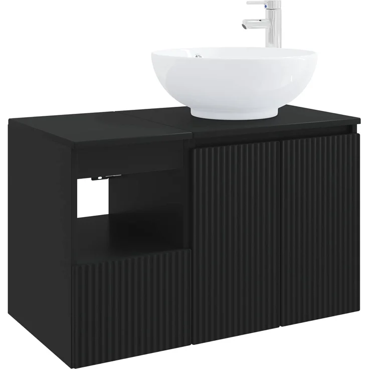 vidaXL Badezimmerschrank-Set 2 stk. Schwarz 79,5 x 44,5 x 80 cm 3404085 – Bild 2