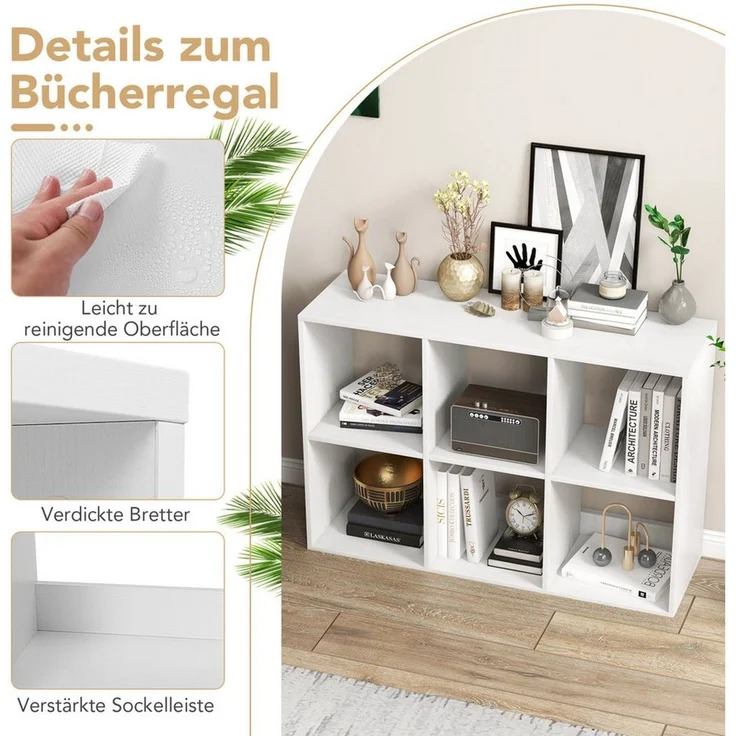 KOMFOTTEU Standregal, Bücherregal, Würfelregal mit offener Rückseite & Kippschutz – Bild 2