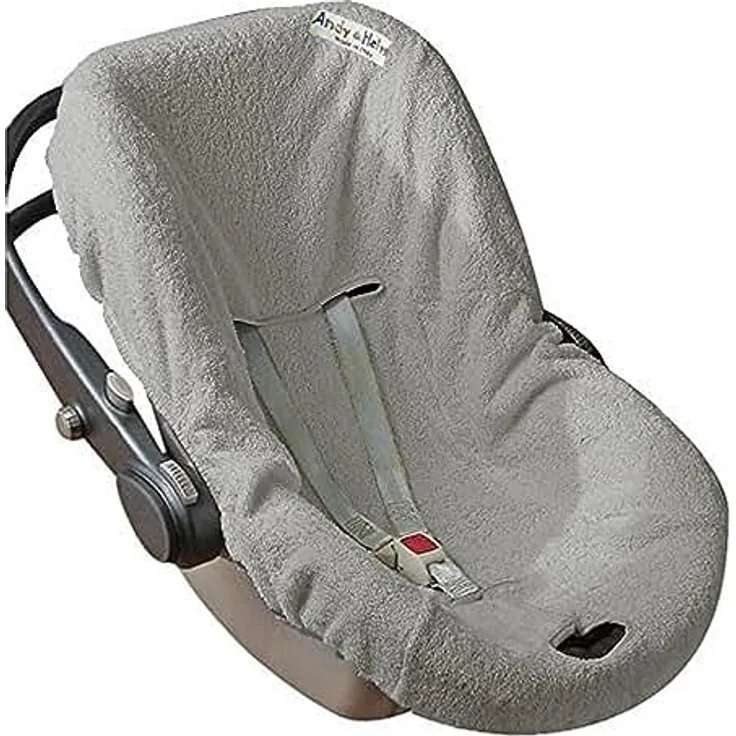 Andy & Helen Bezug für Babyschale aus Frottee - praktisches und bequemes Einziehen dank Gummizug an allen gängigen Babyschalen - Grau