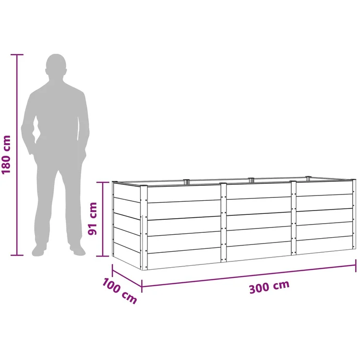 vidaXL Hochbeet Braun 300 x 100 x 91 cm WPC und Aluminium 42039015 – Bild 7
