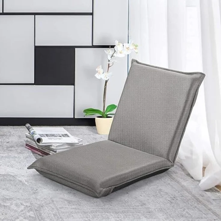 FANTASK Bodenstuhl, Bodensofa, Game Sessel gepolstert, Fensterstuhl, Meditationsstuhl, Lazy Sofa mit 6- stufig Verstellbarer Rückenlehne (Grau) – Bild 2