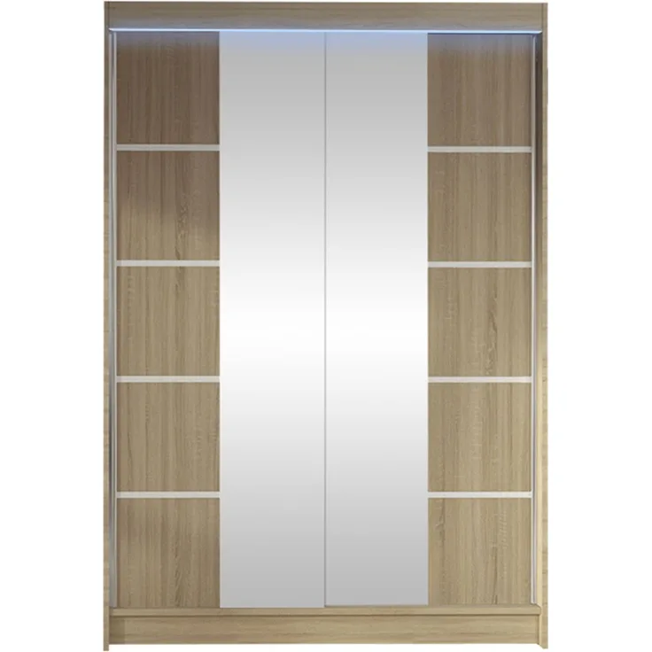 Kleiderschrank Lino V, mit RGB LED Beleuchtung, Farbe: Sonoma Eiche
