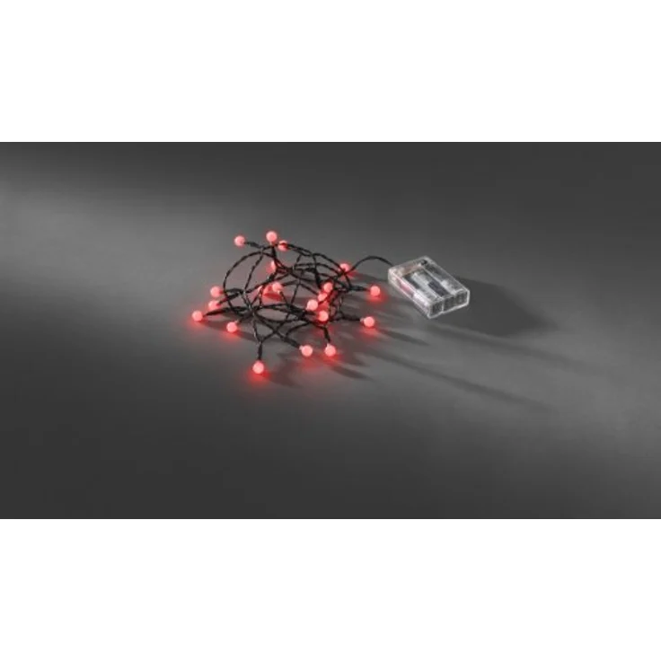 Konstsmide LED Globelichterkette, runde Dioden, 6h Timer, 20 rote Dioden, batteriebetrieben, Innen, schwarzes Kabel, 3 x AA 1.5V (exkl.) - 1491-557, Rot – Bild 2