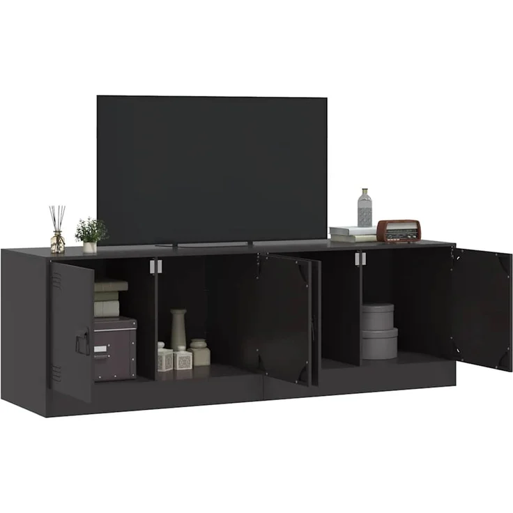 2 pcs TV-Schrank, Lowboard Schwarz 67x39x44 cm Stahl – Bild 3