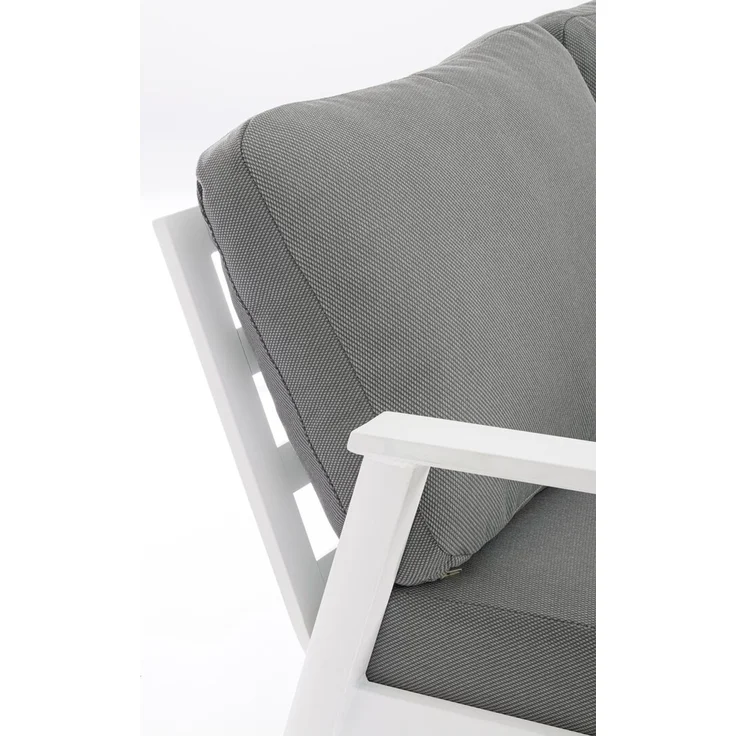 Gartenecksofa Oinimola - Aluminium Weiß, Olefin-Stoff Dunkelgrau – Bild 6