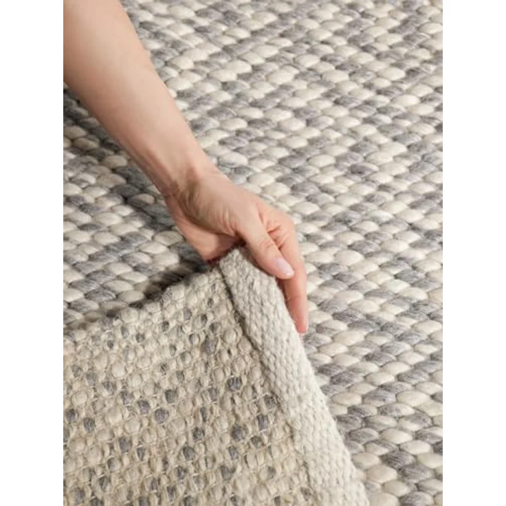 Elle Decoration Lyon - Wollteppich Beans, Natürlich & Handgemacht, Wohnzimmerteppich Wolle im Skandi Loop Design, Melierter Naturteppich mit Perlenstruktur - Natur Creme Grau, 140x200 cm – Bild 8