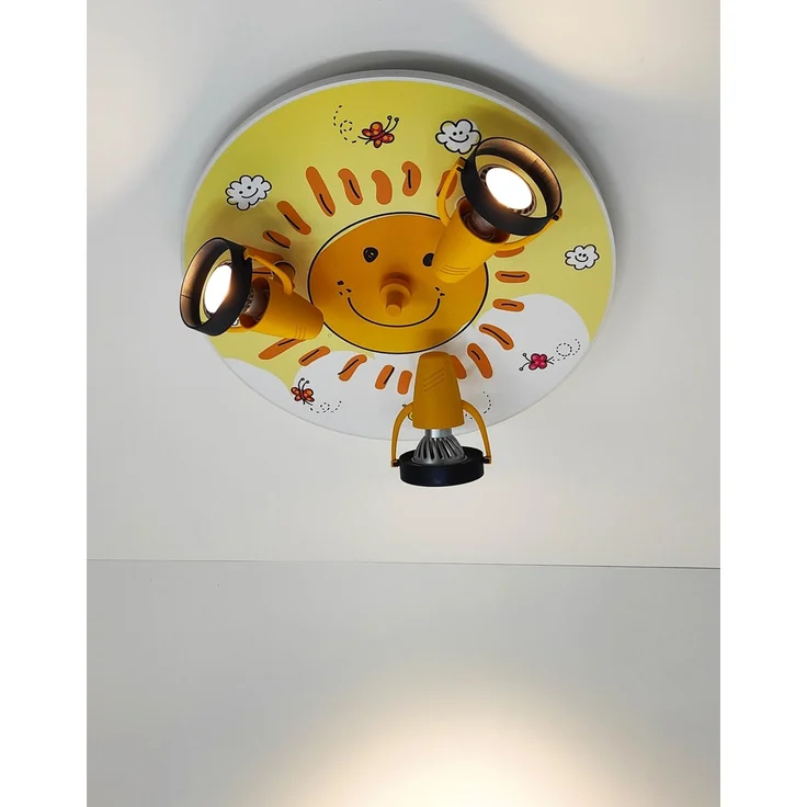 Coole Deckenlampe mit Sonnen Motiv für Kinderzimmer 3 flammig schwenkbar Ø 35cm – Bild 3