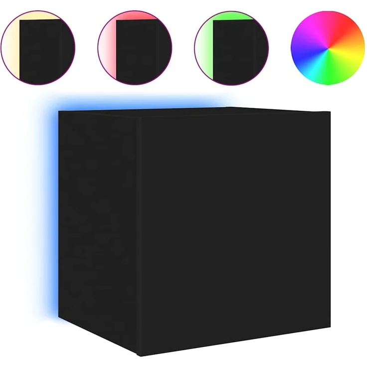 TV-Wandschrank, Fernsehschrank mit LED-Leuchten Schwarz 40,5x35x40 cm – Bild 2