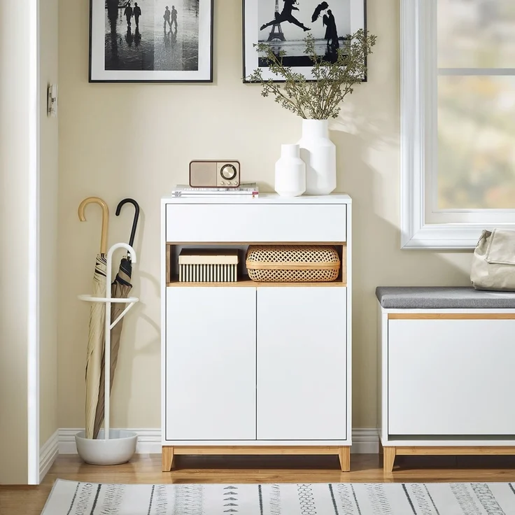 SoBuy FSB97-WN Schuhschrank, MDF, Lackiert, Weiß, 60 x 85 x 34 cm – Bild 2