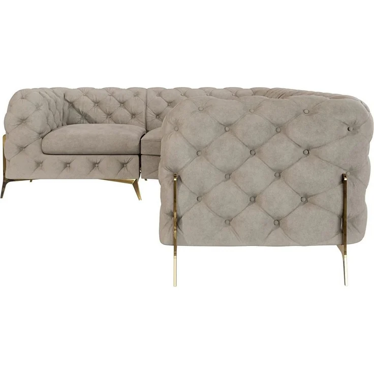 S-Style Möbel Ecksofa Chesterfield Ashley mit Goldene Metall Füßen, Die Eckeinheit kann entweder rechts- oder linkshändig sein, mit Wellenfederung – Bild 3