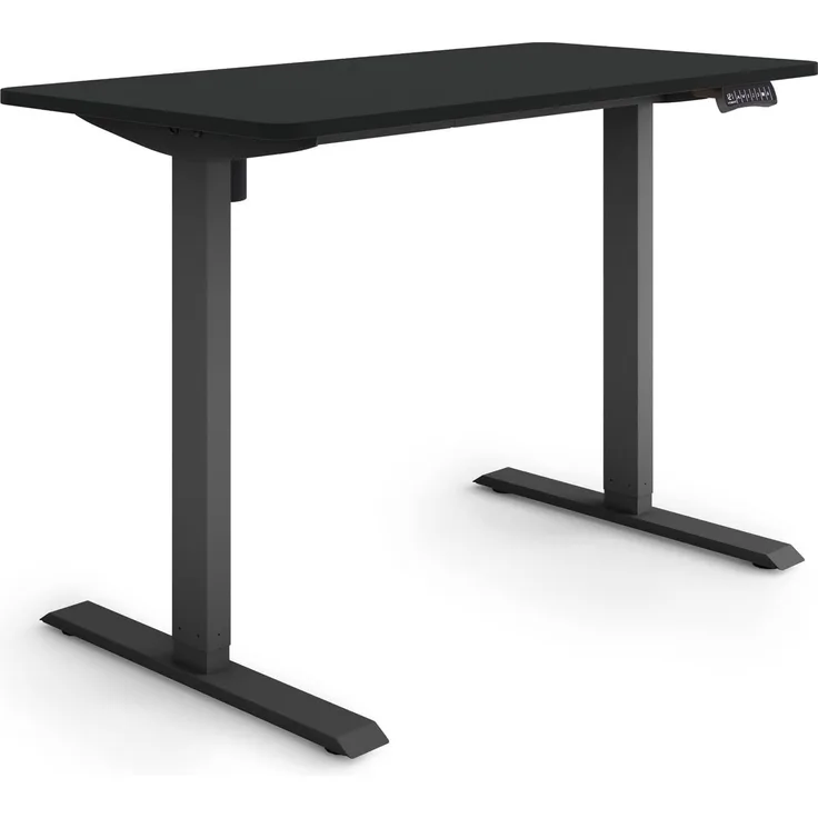 ESMART Germany ETX-121BB 120x60 cm Schwarz Ergonomischer Steh-Sitz-Schreibtisch Stufenlos elektrisch höhenverstellbar 73,5-123,5cm 3X Memory Aktivitätserinnerung Soft-Start/Stopp Schnelle Montage