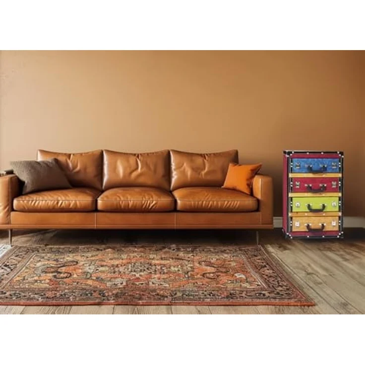 Kobolo Regal Kommode Schubladenturm Kofferoptik -bunt- 4 Fächer – Bild 2